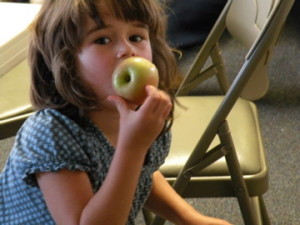Image of one of our "Youthful Spirits" after bobbing for apples.